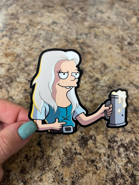 Princess Tiabeanie Bean Sticker Waterproof Vinyl Sticker for Laptop Water Bottle Planner Funny Cartoon Gift for Disenchantment Fans