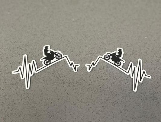 Dirt Bike Heartbeat Sticker | Mountain Rider EKG Pulse | Motocross Lifeline Decal | 3 Direction Options For Yeti, Dirt Bike, Cooler + More