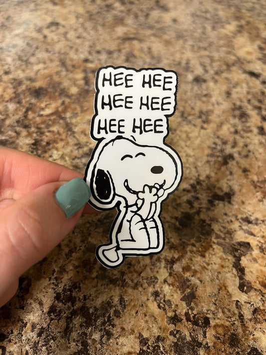 Snoopy Laughing Waterproof Vinyl Sticker Funny Peanuts Comic Dog Sticker for Laptop Water Bottle Planner Gift Black and White Humor