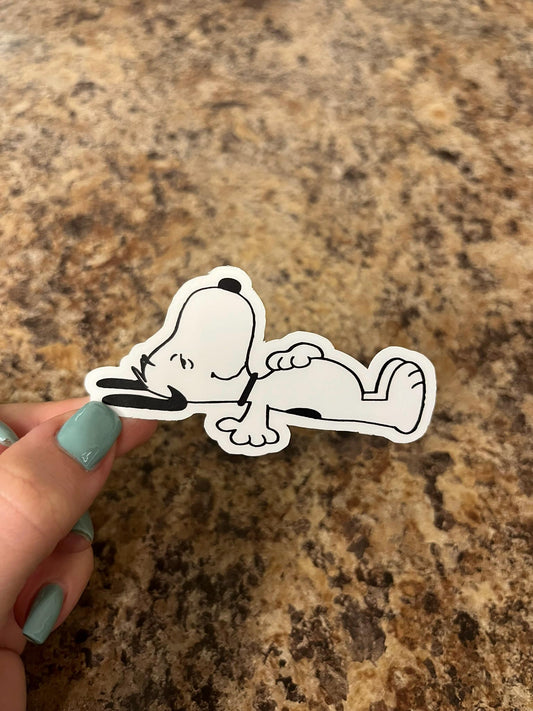 Snoopy Napping Sticker Funny Vinyl Die Cut Waterproof Lazy Day Chill Mood Gift for Peanuts Fans Laptop Planner Journal Decal