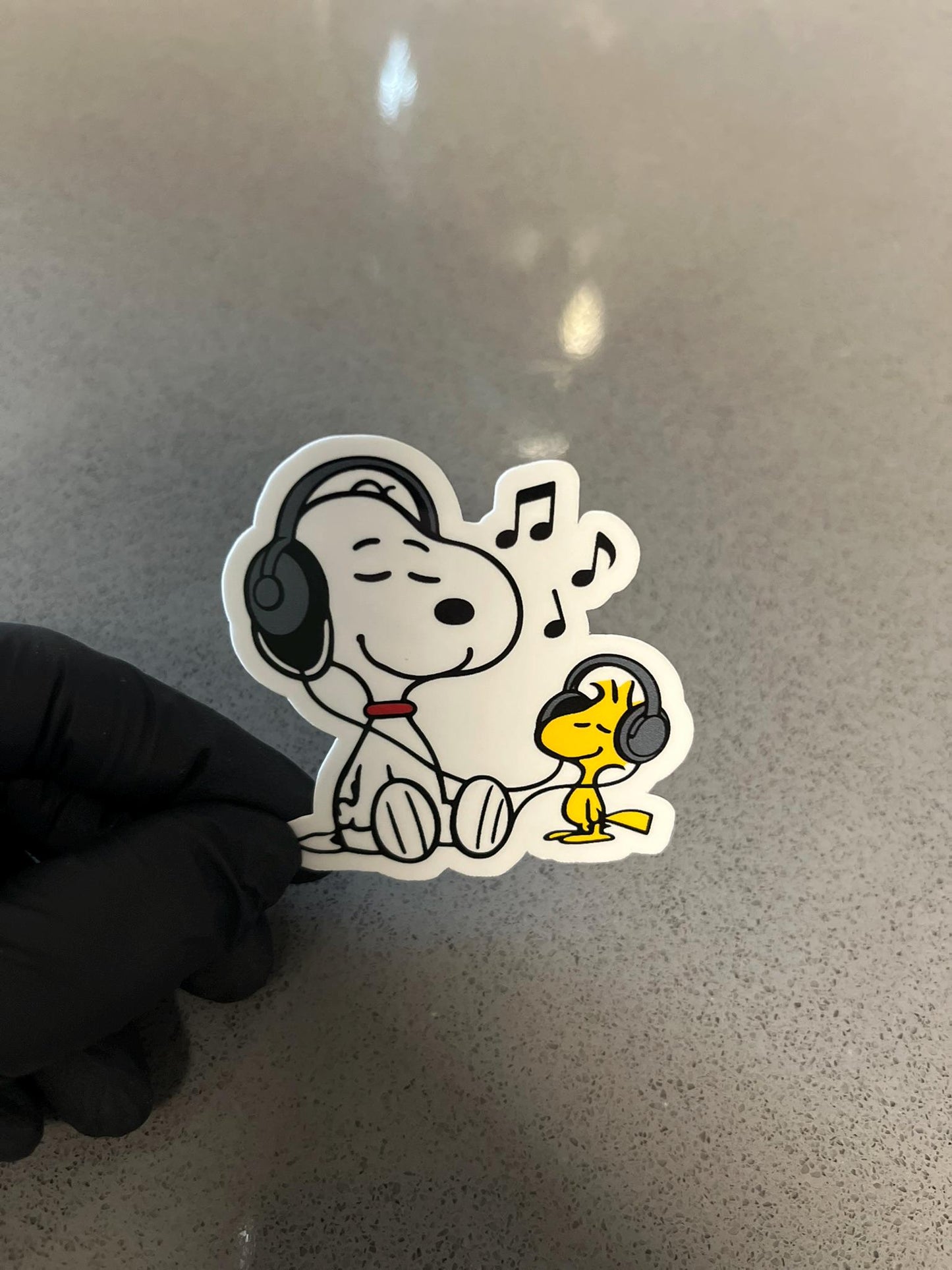 Snoopy & Woodstock Music Buddies Sticker | Peanuts Headphones Art | Beagle and Bird Listening Decal | 2 Sizes Charlie Brown Musician Sony