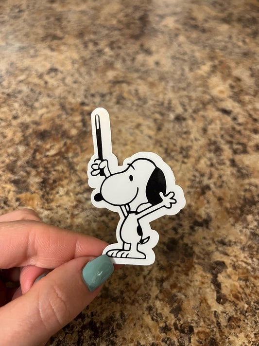 Cute Snoopy Conductor Sticker Vinyl Waterproof Die Cut Dog Comic Gift for Music Lovers Laptop Planner Licensed Character Humor Art