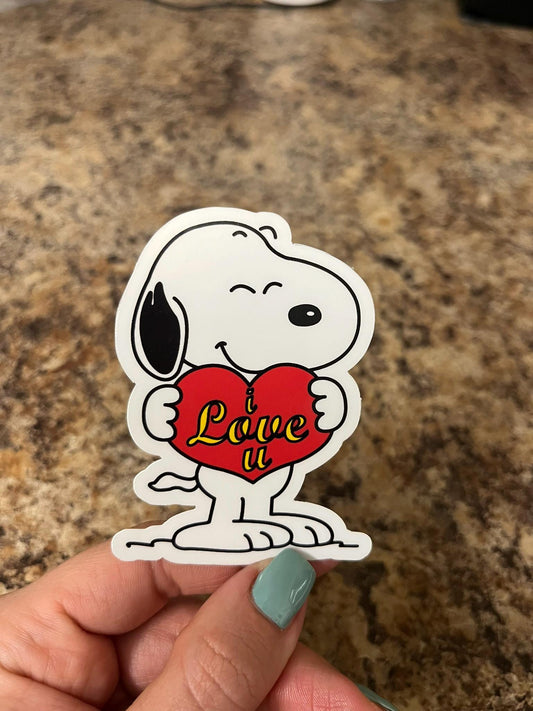 Snoopy Love Sticker Licensed Vinyl Die Cut Waterproof Cute Dog Heart Gift for Valentine Anniversary Laptop Planner Peanuts Fan
