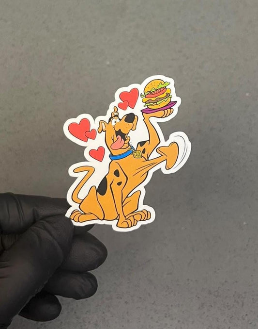Scooby-Doo Loves Burgers Food Waterproof Sticker | Mystery INC Machine Cartoon | Classic Scooby Snack | 2"x2.75" Yeti, Stanley, Phone + More