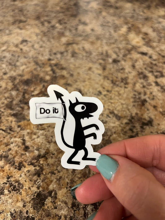 Luci Do It Disenchantment Sticker 2"x1.5" – Funny Demon Vinyl Sticker for Chaos Gremlins Who Need Encouragement and Zero Supervision
