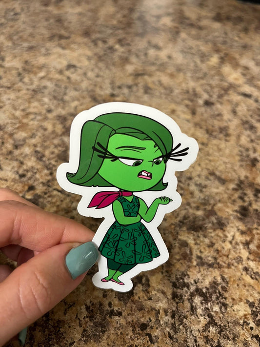 Disgust Inside Out Waterproof Vinyl Sticker Pixar Green Sassy Sticker Laptop Planner Water Bottle Gift Mood Sticker for Office Drama