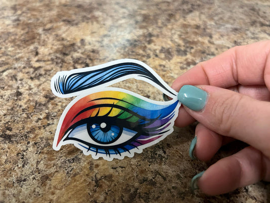 Pride Eye Sticker Drag Queen Sticker Drag King Sticker LGBTQ Pride Sticker Rainbow Eye Waterproof Laminated