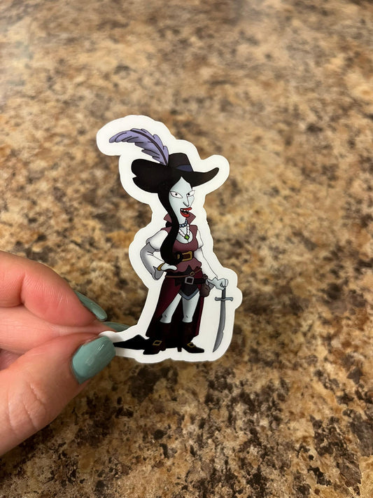 Disenchantment Pirate Queen Oona Sticker 3"x1.75" – Fierce Royal Salamander with Sword and Sass Vinyl Decal