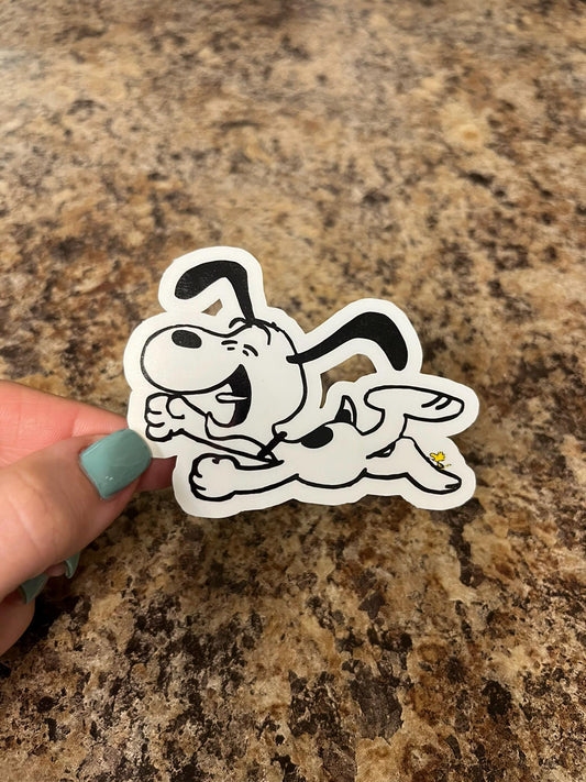 Flying Snoopy Sticker Vinyl Die Cut Waterproof Peanuts Woodstock Funny Cute Dog Sticker Laptop Water Bottle Gift for Fans