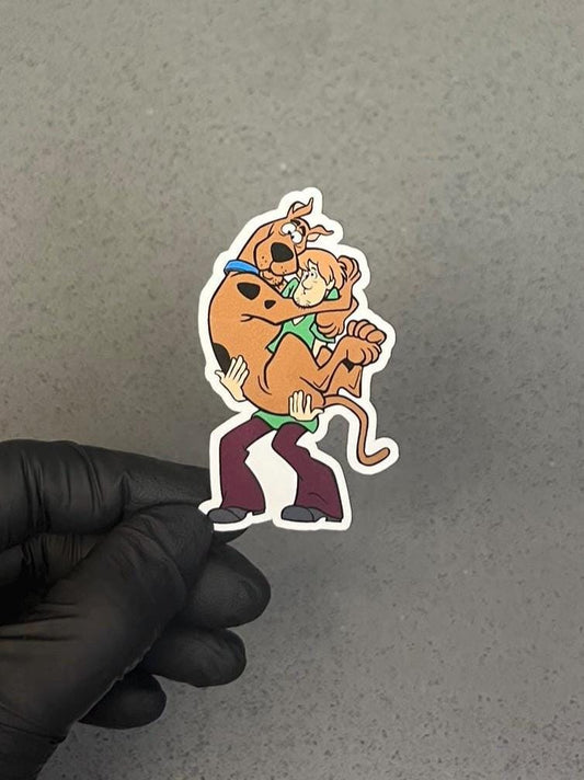 Scooby & Shaggy Scared Escape Waterproof Sticker | Running Buddies Cartoon | Mystery Machine INC Chase | Yeti Cooler, Thermos, Kindle + More